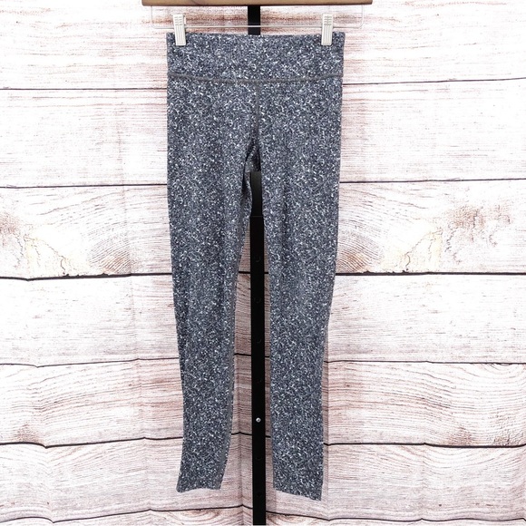 Athleta Girl Speckled Gray Heather Printed Chit Chat Tight Leggings Size L - Picture 1 of 11
